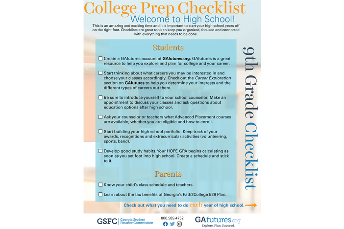 9th Grade Checklist