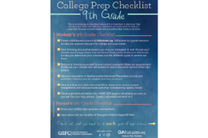 College Prep Checklist - 9th Grade Checklist